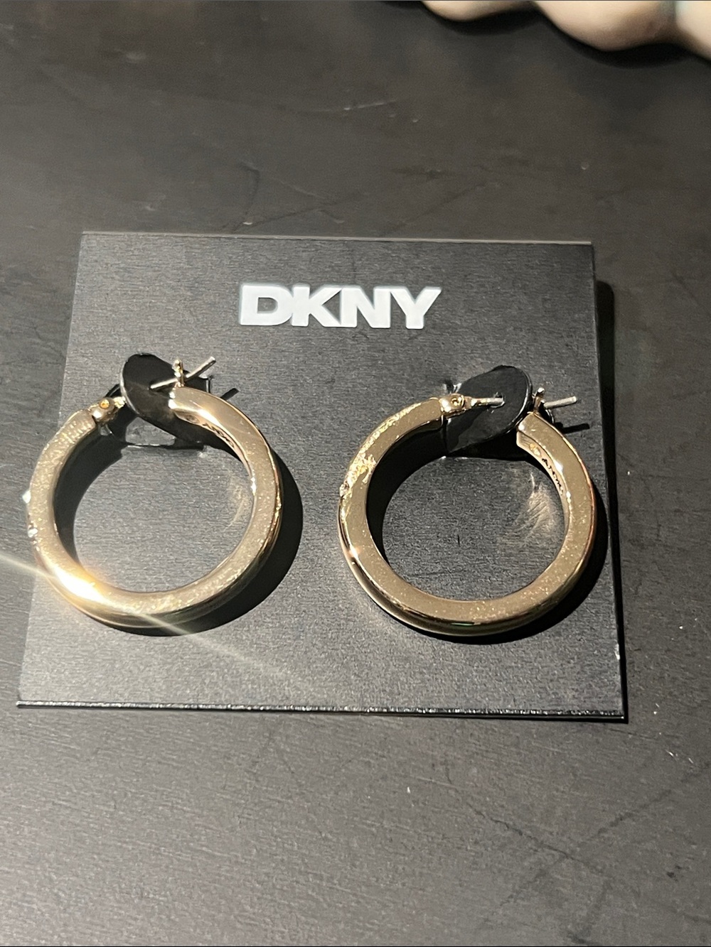 DKNY Shiny Gold Chunky Hoop Earrings